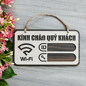 Bảng gỗ ghi chú Wifi 20x11cm - Bảng password wifi treo tường bằng gỗ