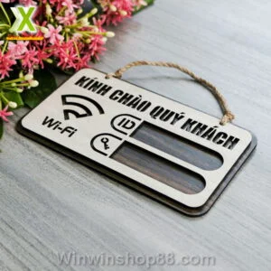 Bảng gỗ ghi chú Wifi 20x11cm - Bảng password wifi treo tường bằng gỗ - Hình ảnh 2