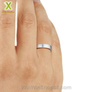 Nhẫn cặp inox trơn màu bạc NC239 - Hình ảnh 4
