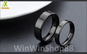 Nhẫn inox cặp đen trơn NC10 - Hình ảnh 3