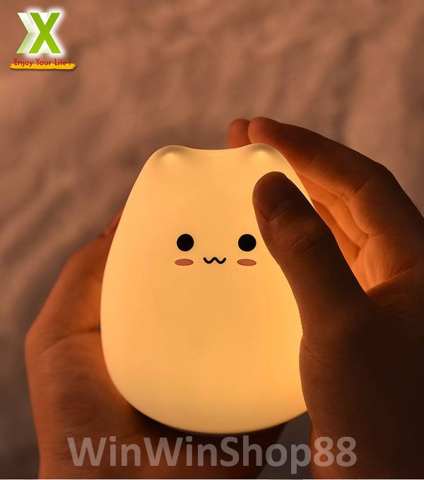 Đèn ngủ để bàn silicon hình Mèo Cute cảm ứng đổi màu cực dễ thương Quận Tân Bình