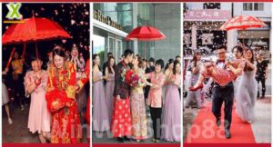 Dù đám cưới song hỷ loại gấp gọn phong cách trung hoa Quận Tân Bình
